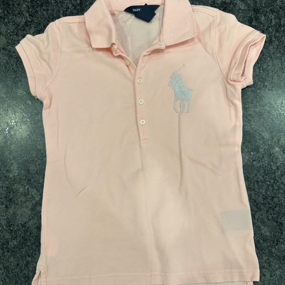 Girls Ralph Lauren Beaded Pink Polo - size M 8/10